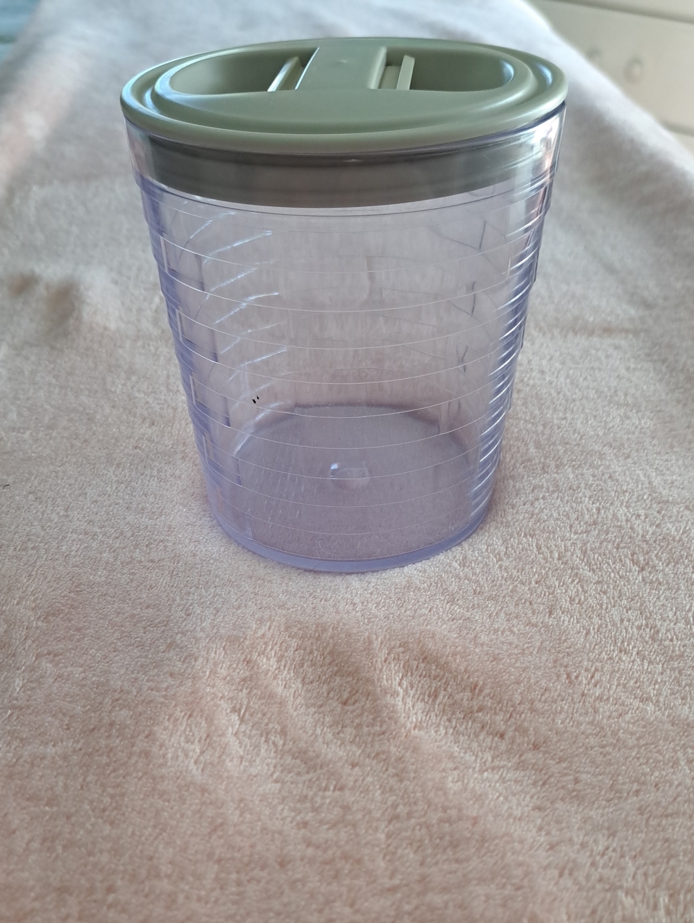 Longaberger Clear Storage Canister with Light Almond Lid
